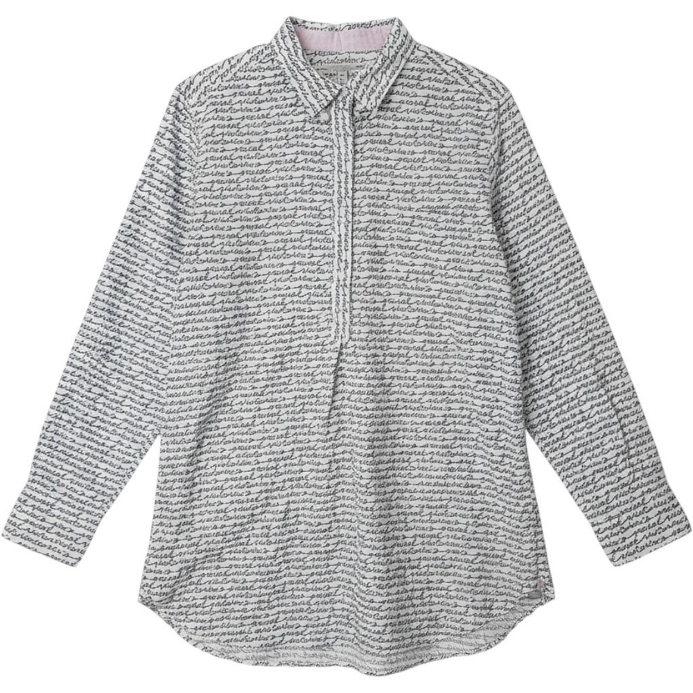Victorias Secret Cotton Logo Script Button Front Pajama Shirt Womens Large